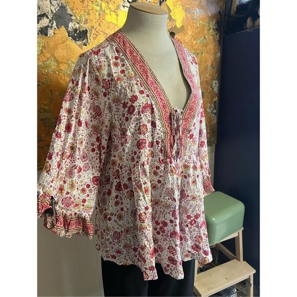 Cynthia Rowley Woman Pink Floral Gypsy V-Neck Tunic 2X - Picture 4 of 9